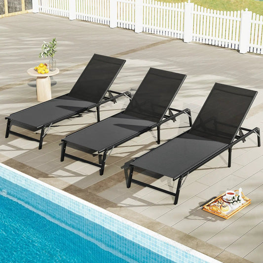 Foldable Patio Chaise Lounge Chairs Set of 2