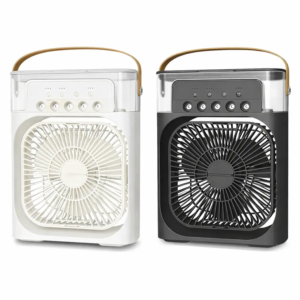 Compact Air Cooler 3-in-1 evaporative fan pair, white and black with copper handles on Tampa Home & Garden Store