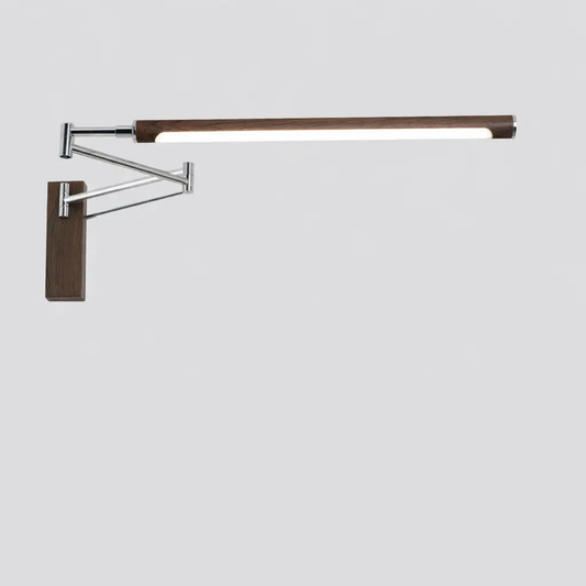 French Vintage Wall Sconce with dark walnut wood and chrome adjustable arm on Tampa Home & Garden Store
