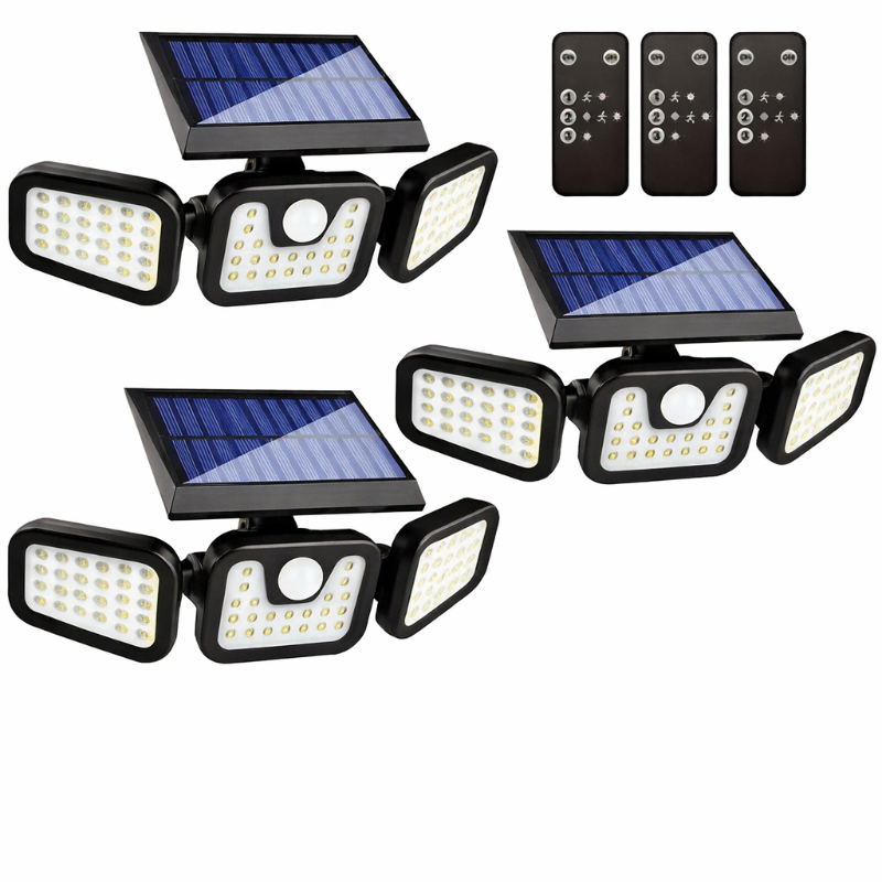 Solar Motion Sensor Lights Outdoor – 3000LM Waterproof LED Security Floodlights