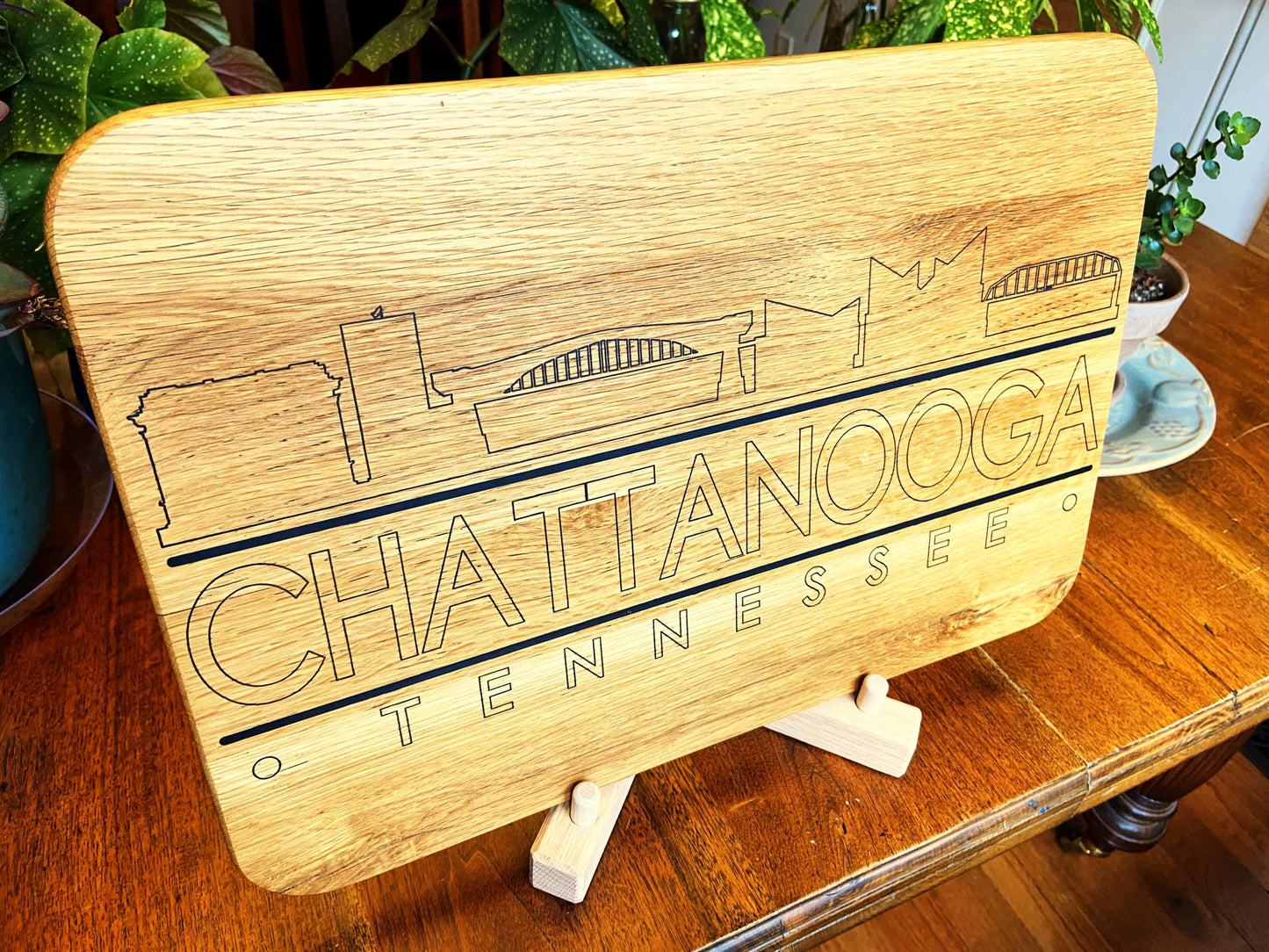 Chattanooga Skyline Charcuterie Board - Handmade White Oak - Tampa Home & Garden Store