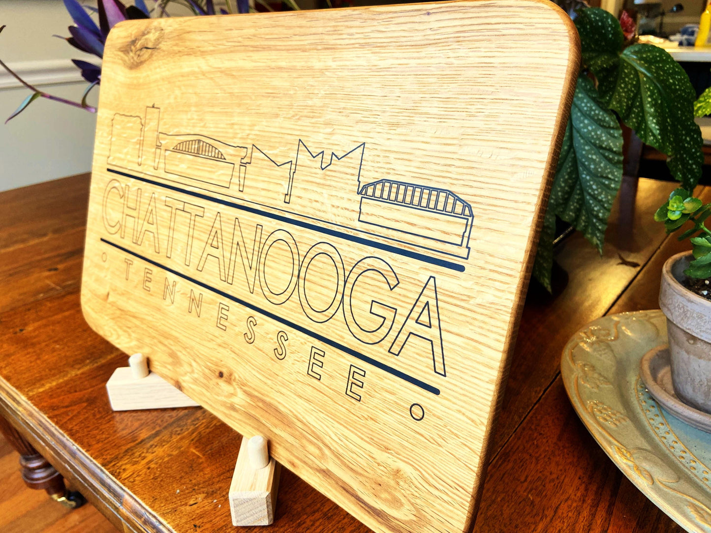 Chattanooga Skyline Charcuterie Board - Handmade White Oak - Tampa Home & Garden Store