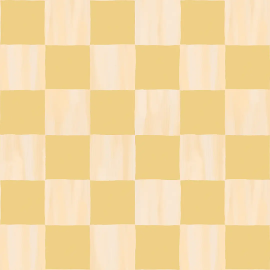 Wallpaper Checkers peach and butter yellow with alternating squares and woodgrain texture on Tampa Home & Garden Store
