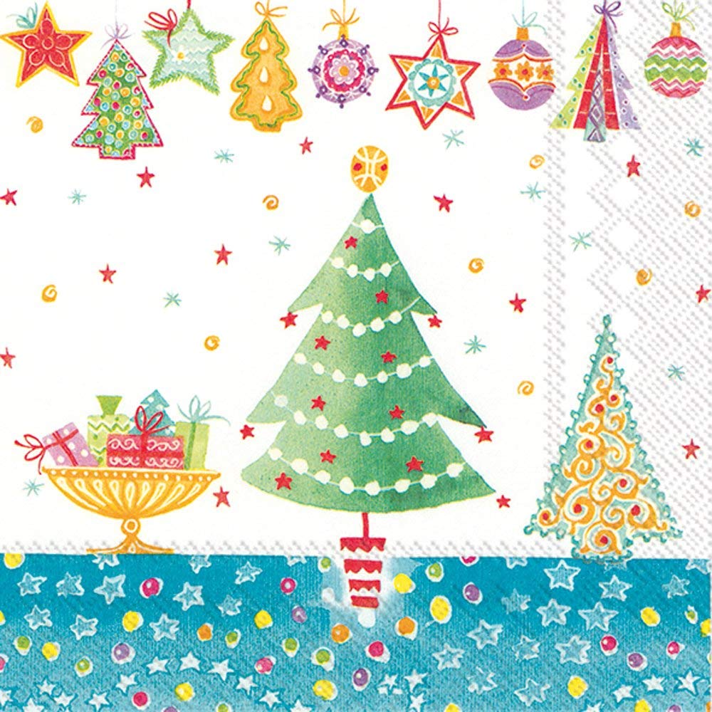 Cheery Christmas Blue Cocktail Napkin - Tampa Home & Garden Store