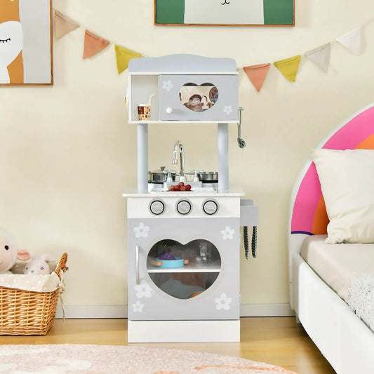 Chef Pretend Kitchen Playset with Oven and Sink in pastel gray and white by DirectDeals on Tampa Home & Garden Store