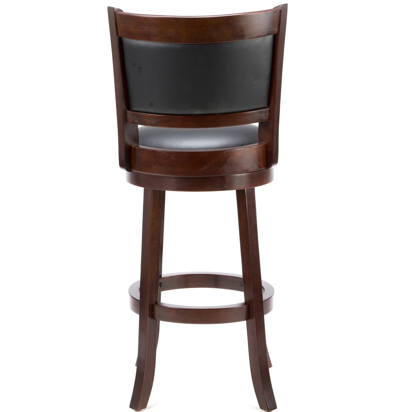 Cherry 29-inch Solid Wood Bar Stool with Faux Leather Swivel Seat - Tampa Home & Garden Store