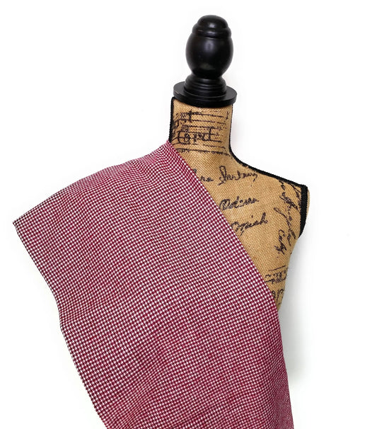 Cherry red and white houndstooth infinity scarf draped on a dress form on Tampa Home & Garden Store