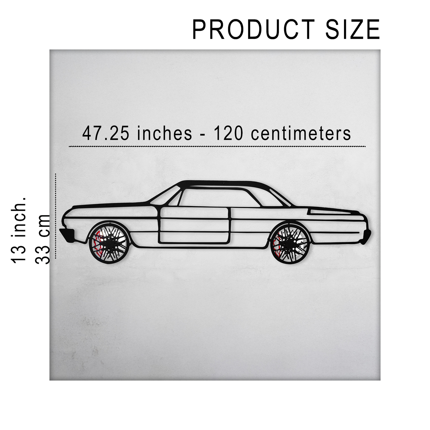 Chevrolet Impala Wall Art – Classic Steel Silhouette with Spinning Wheels-KAFMEKA019 - Tampa Home & Garden Store