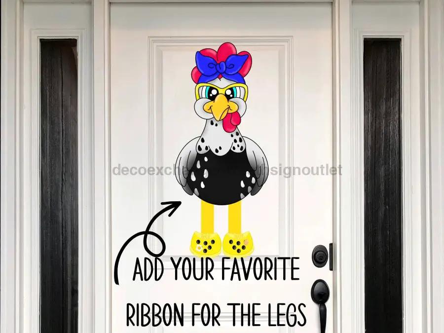 Chicken Sign and Ribbon Leg Wood Door Hanger, 22in DecoExchange chicken with ribbon legs on Tampa Home & Garden Store