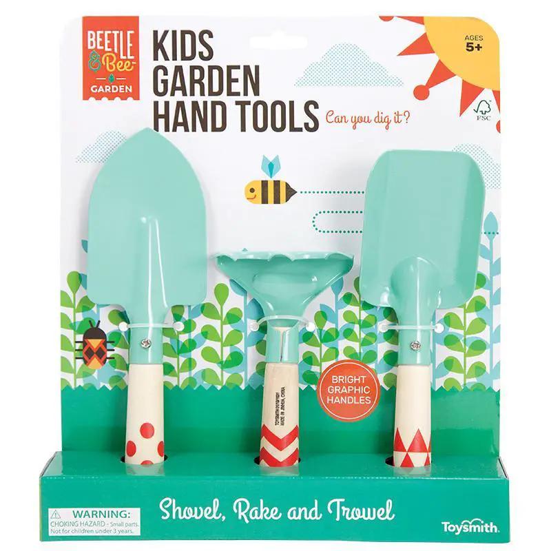 Kids garden hand tool set with turquoise handles; trowel, rake, shovel Toysmith on Tampa Home & Garden Store