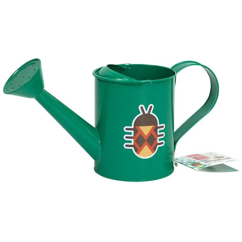 Children's watering can green with Grow Organic branding and bug sticker on Tampa Home & Garden Store