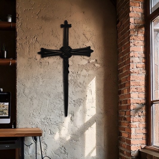 Christian Barbed Wire Cross Metal Wall Art – Religious Rustic Home Decor- KAF553 - Tampa Home & Garden Store