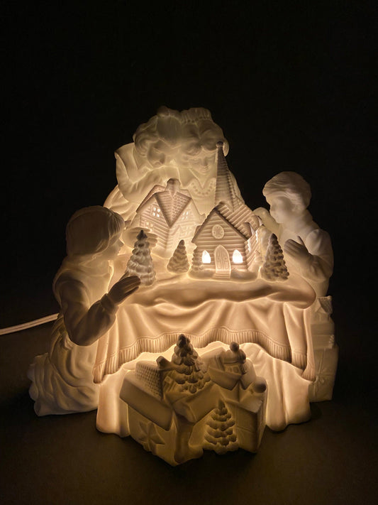 Christmas Accessories by Dept. 56. Family Tradition Winter Silhouette. Illuminated White Porcelain. Incredible Detail All Around. - Tampa Home & Garden Store