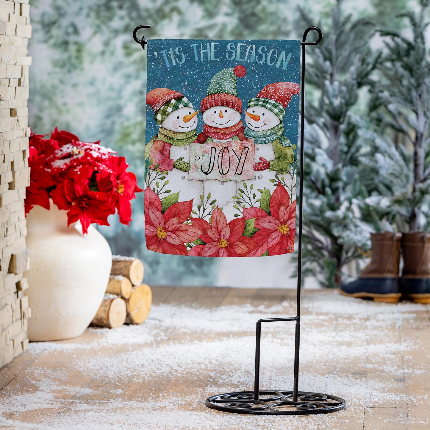 Christmas Cheer Snowmen Suede Garden Flag - Tampa Home & Garden Store