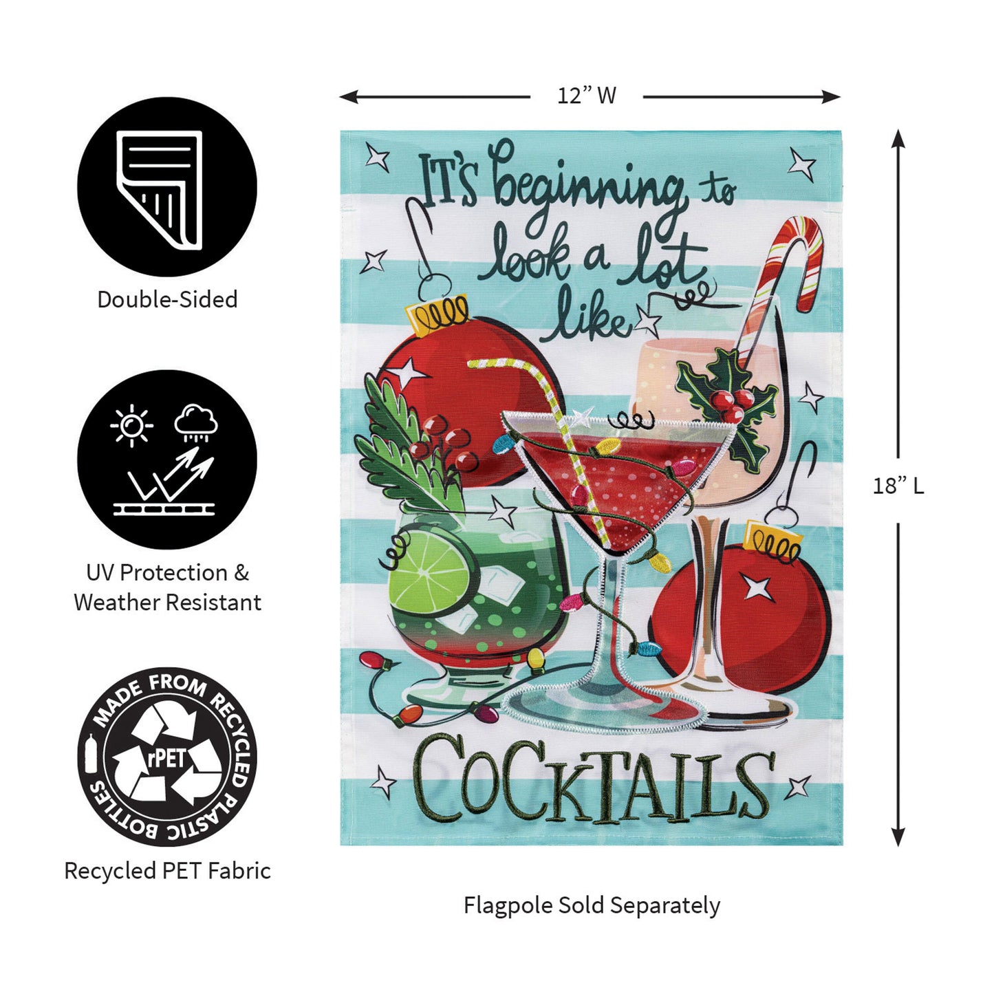 Christmas Cocktail Applique Garden Flag - Tampa Home & Garden Store