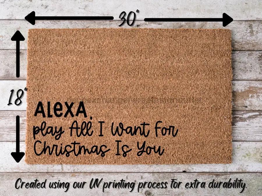 Door mat DecoExchange coir with Alexa Play All I Want for Christmas Is You text on Tampa Home & Garden Store