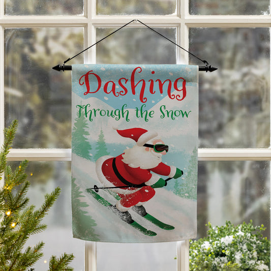 Christmas Skiing Suede Garden Flag Double Sided - Tampa Home & Garden Store