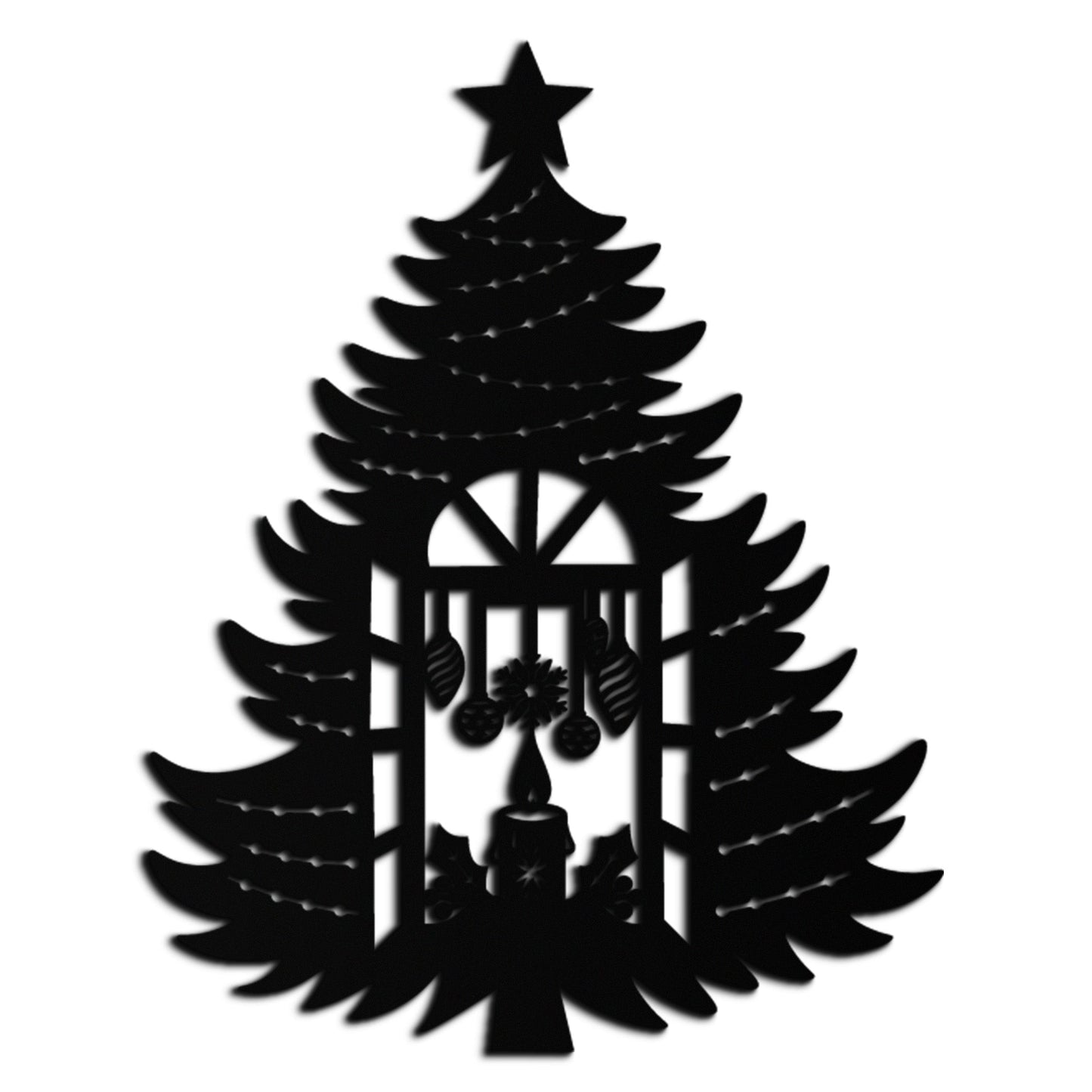Christmas Tree Candle Window Silhouette - Festive Metal Wall Art- KAF309 - Tampa Home & Garden Store