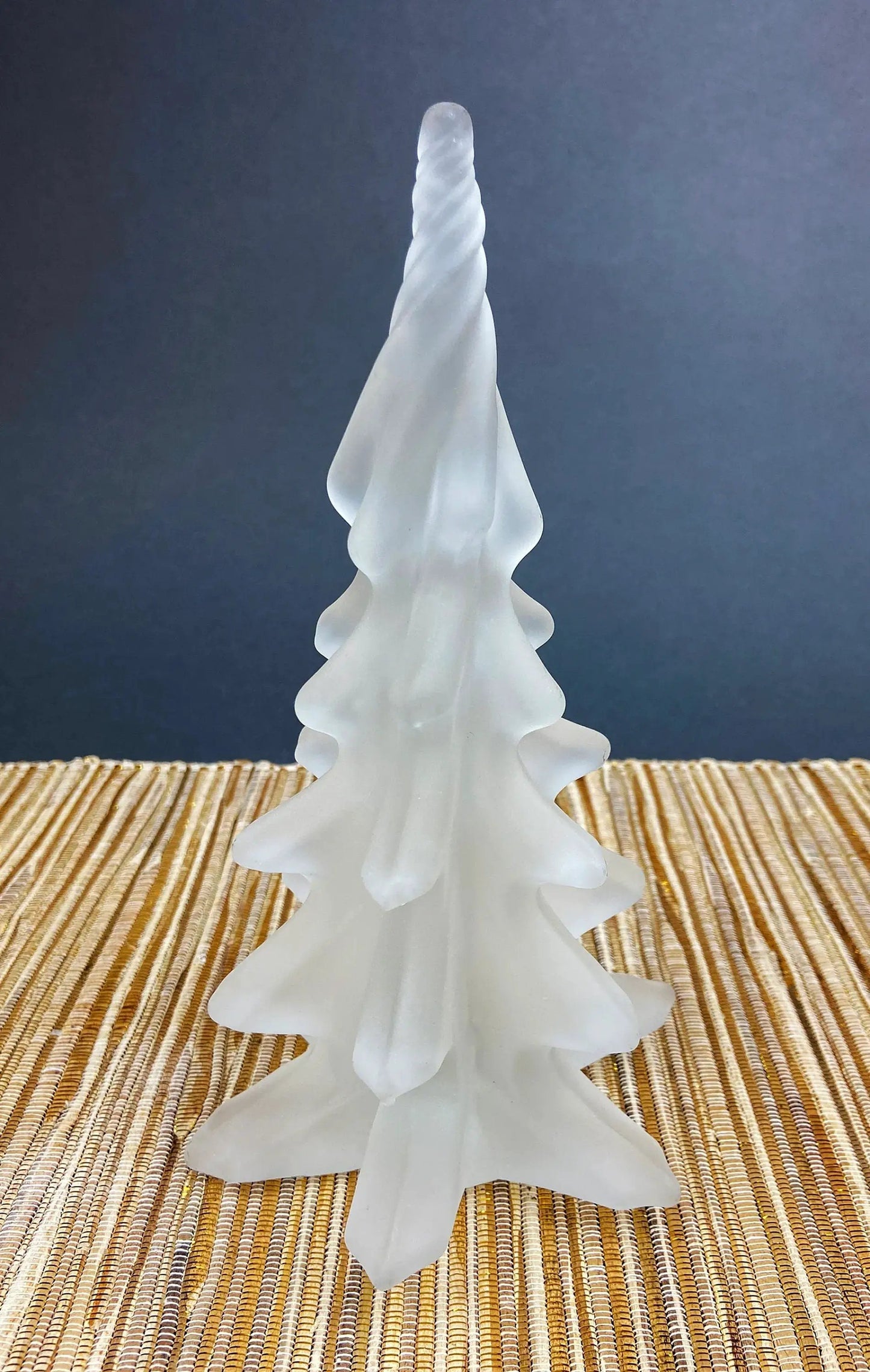 Snow Covered Porcelain Village Pine Tree with frosted spiral ridges, freestanding decor on Tampa Home & Garden Store