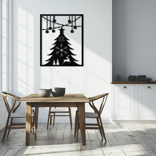 Christmas Tree Metal Wall Art – Elegant Holiday Silhouette Décor- KAF380 - Tampa Home & Garden Store