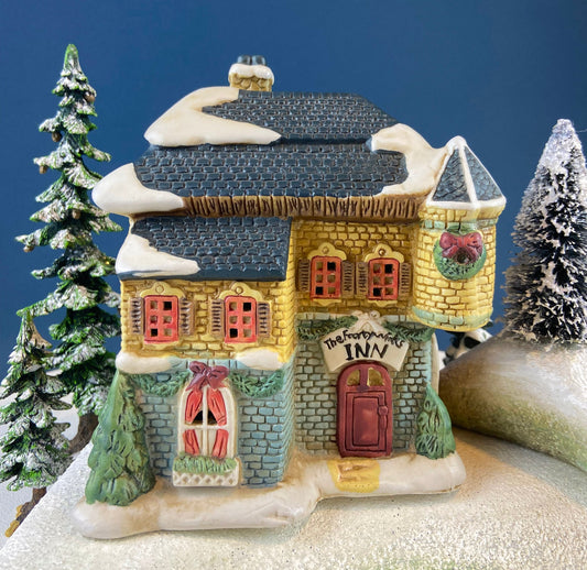 Christmas Village Fortynicks Inn. Illuminated Porcelain Hand Painted Building. Alternative Holiday Decoration. Home or Retail Display. - Tampa Home & Garden Store