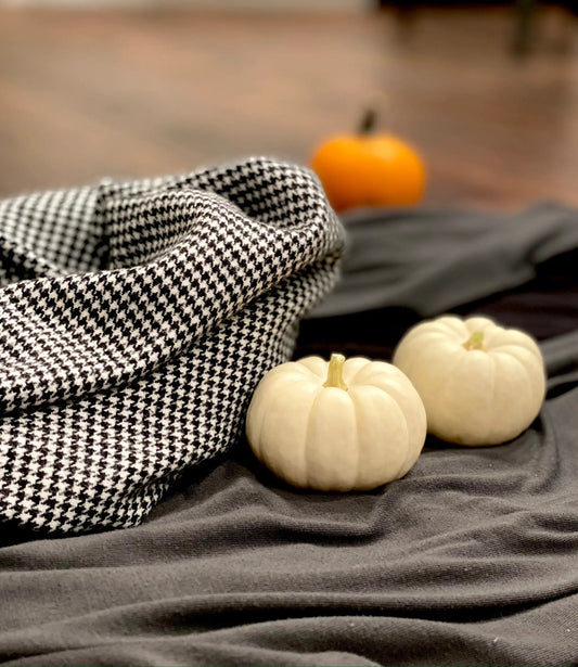 Black White Houndstooth Flannel Infinity Scarf on Tampa Home & Garden Store