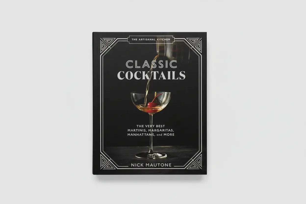 Hardcover cookbook Classic Cocktails with black cover and silver typography by Nick Mautone on Tampa Home & Garden Store