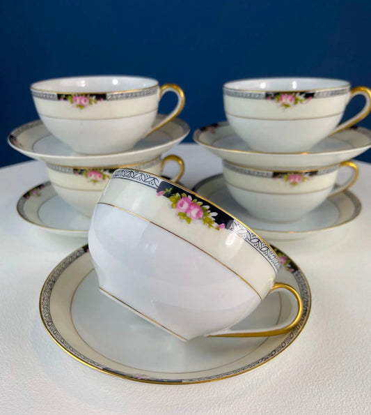 Noritake Beechmont dinnerware set with pink floral band and gold trim on Tampa Home & Garden Store