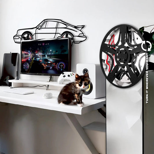 Porsche 911 metal wall art silhouette in black steel for modern car decor on Tampa Home & Garden Store
