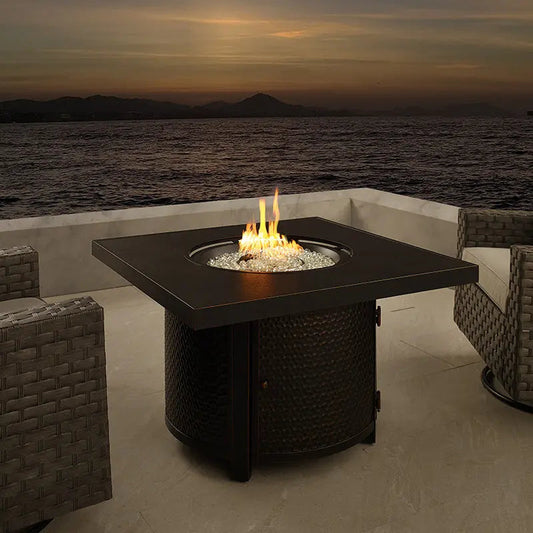 Clayton 40" Round Hammered Aluminum Convertible Gas Fire Pit Table - Tampa Home & Garden Store