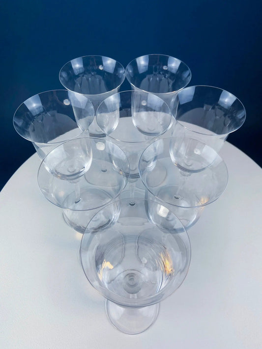 Sasaki Isabelle 9 Inch Clear Crystal Goblets set of 10 on tiered display on Tampa Home & Garden Store