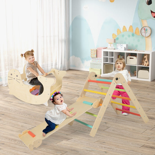 7-in-1 Indoor Climbing Toys for Toddlers with Reversible Ramp-Multicolor - Tampa Home & Garden Store