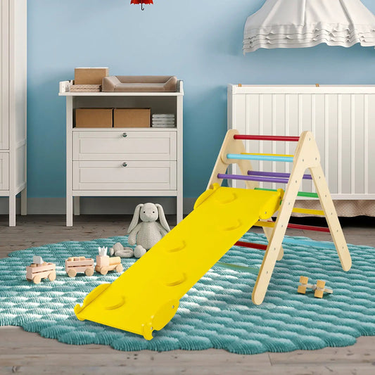 3-in-1 wooden climbing triangle set with ramp and rainbow ladder rungs DirectDeals on Tampa Home & Garden Store