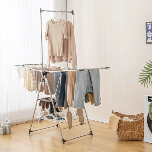 Drying rack with 6-level adjustable height, DirectDeals, silver metal frame on Tampa Home & Garden Store