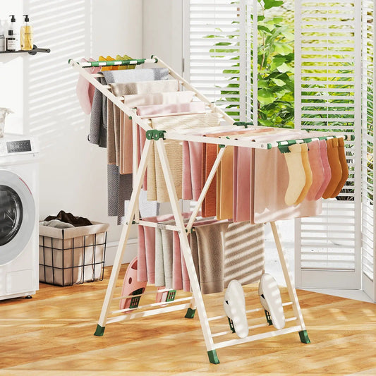 Clothes Drying Rack with Height Adjustable Wings, DirectDeals, green-accented frame on Tampa Home & Garden Store