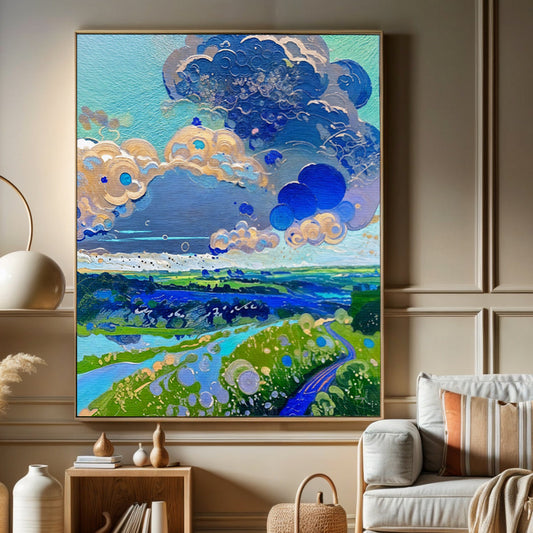 Canvas Print Cloud Dance Tailored Canvases, crafting canvas with blue-green landscape on Tampa Home & Garden Store
