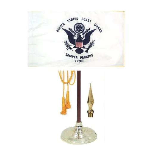 Coast Guard Indoor Parade Flag Gold Fringe on stand Flagman of America on Tampa Home & Garden Store