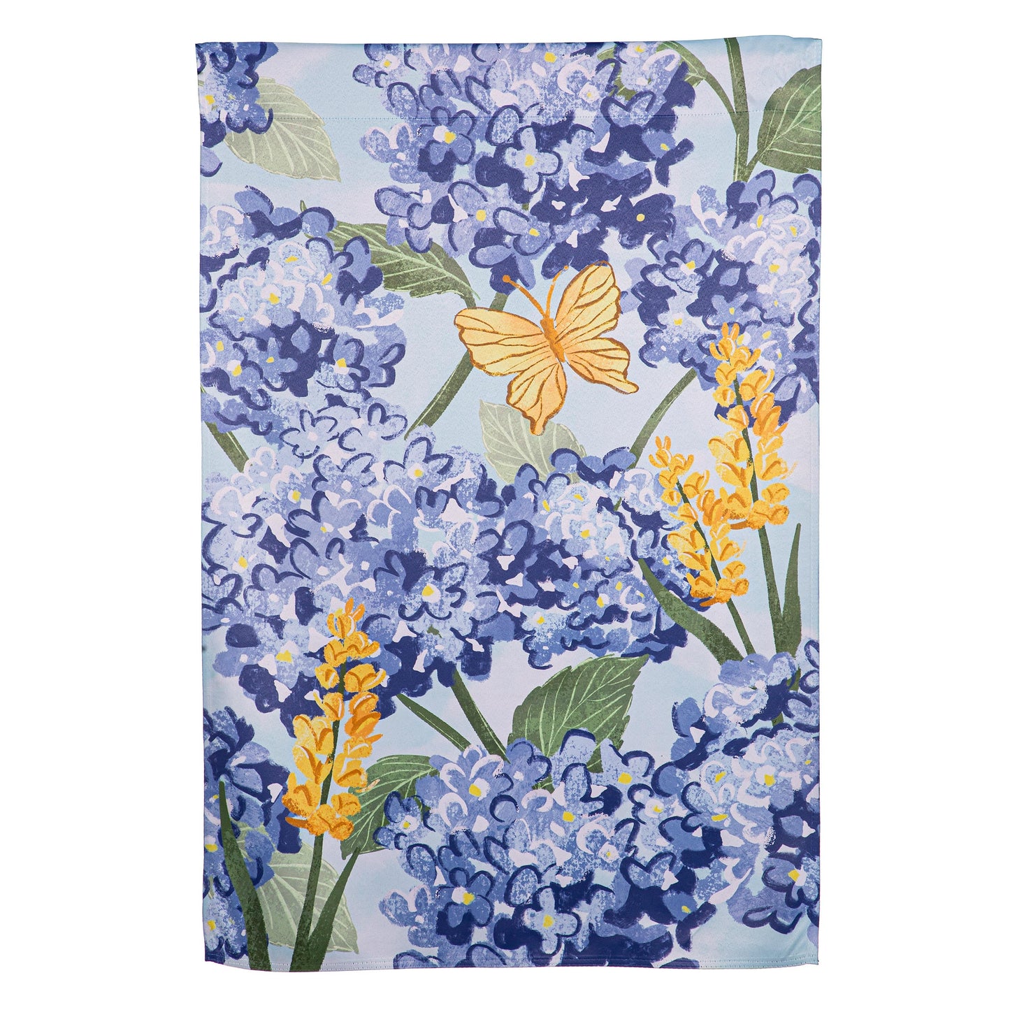 Coastal Citrus Hydrangeas and Butterflies Suede House Flag - Tampa Home & Garden Store