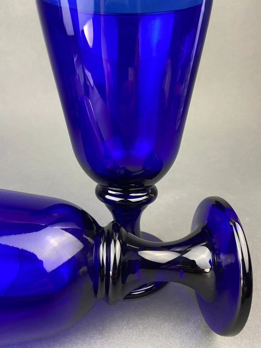 Cobalt blue glass water goblets stemware set of eight Anything Discovered on Tampa Home & Garden Store