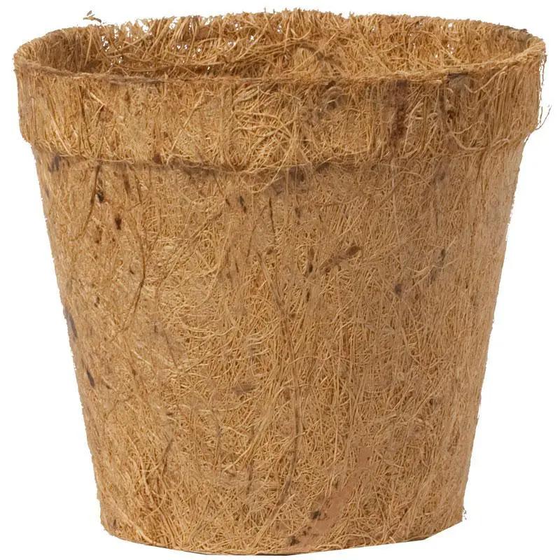 Coconut fiber round pot 3 inch pack of 8 natural brown on Tampa Home & Garden Store