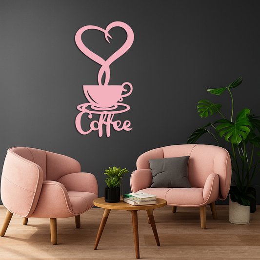 Coffee Cup Heart Metal Wall Art – Modern Coffee Lover Kitchen Decor -KAFGP131 - Tampa Home & Garden Store