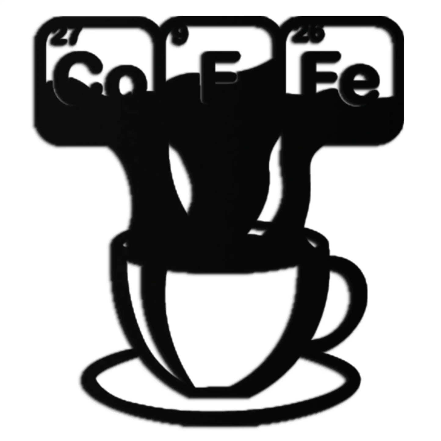 Coffee Elements Chemistry Metal Wall Art with Co and Fe tiles in modern black metal decor on Tampa Home & Garden Store