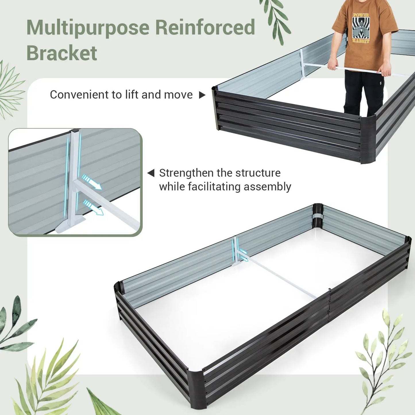 Large Outdoor Metal Planter Box for Vegetables frame with modular panels on Tampa Home & Garden Store
