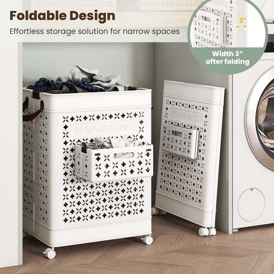 Collapsible Laundry Basket 20 Gallon Plastic Storage Bin-White - Tampa Home & Garden Store
