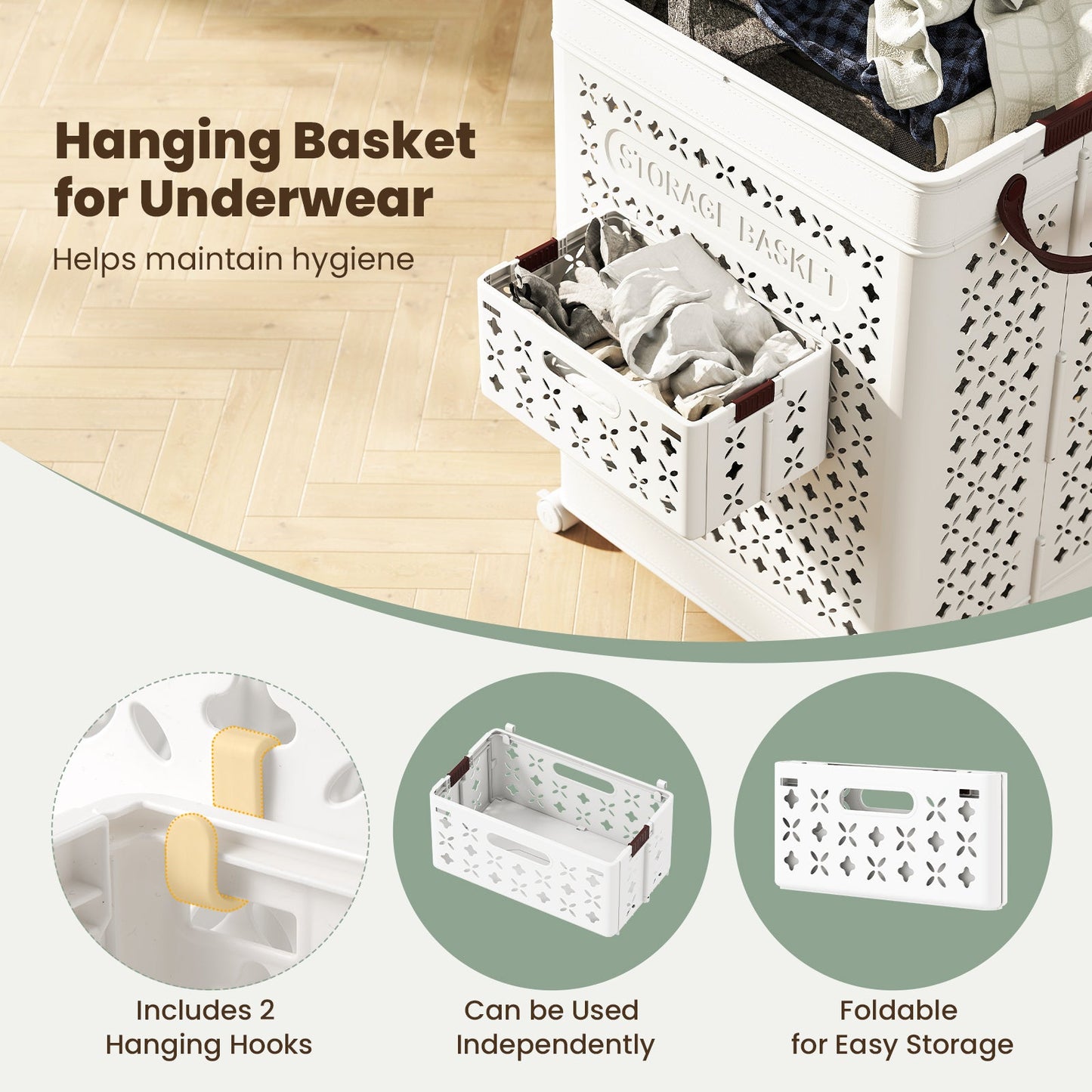 Collapsible 20-gallon white laundry basket with lattice cutouts and handles DirectDeals on Tampa Home & Garden Store