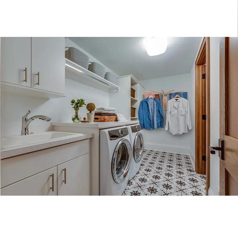 Collective Fold Down Drying Rack maple hardwood in a laundry room with washer/dryer on Tampa Home & Garden Store