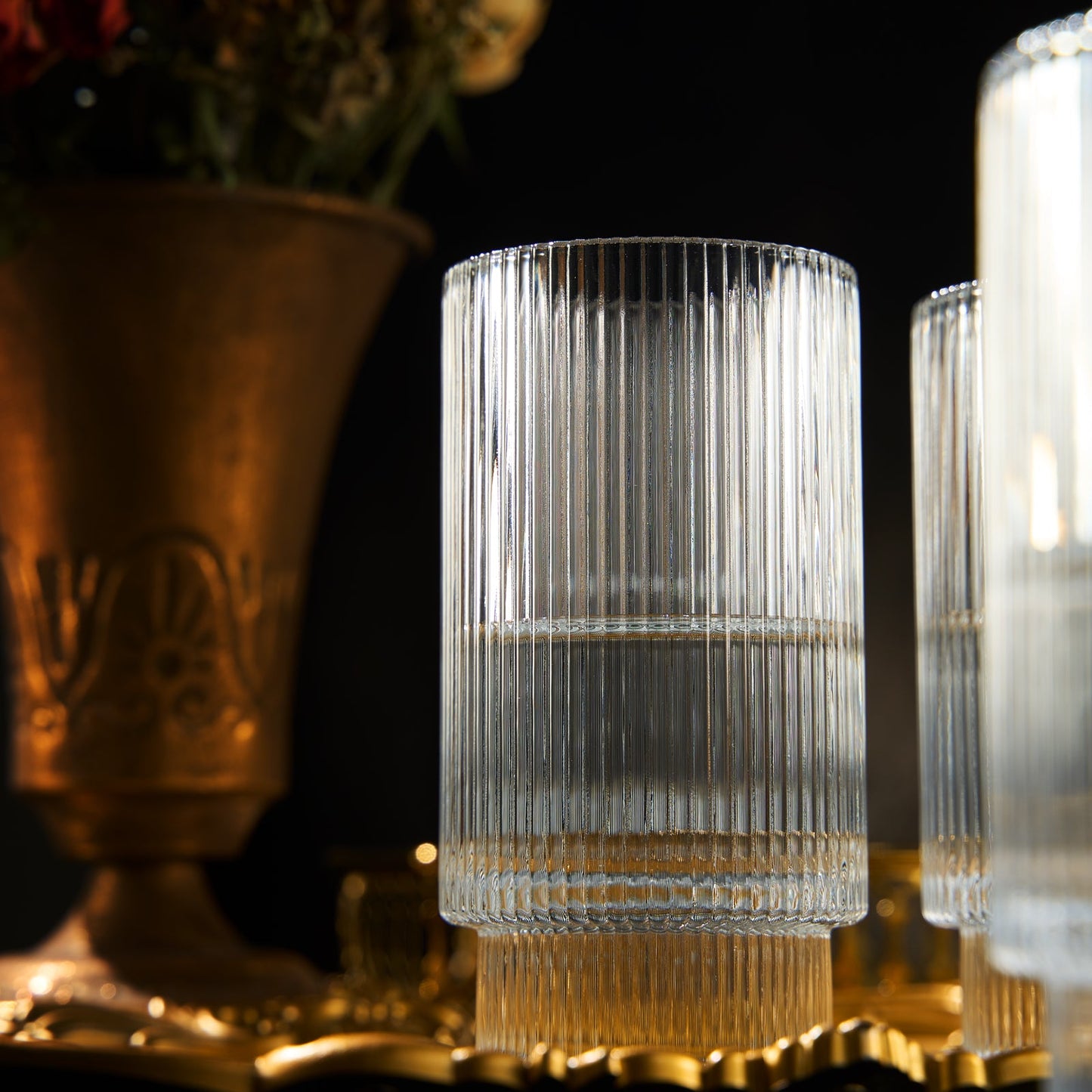 Premium Set of 4 Clear Como Highball Glasses