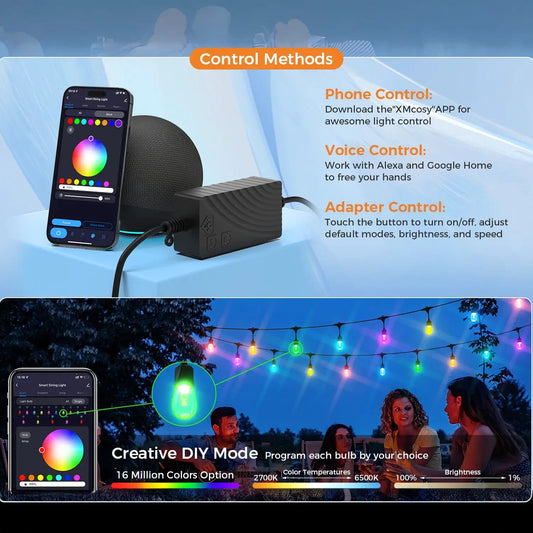 Color Changing Edison Lights LED Color Changing Edison String Lights - Tampa Home & Garden Store