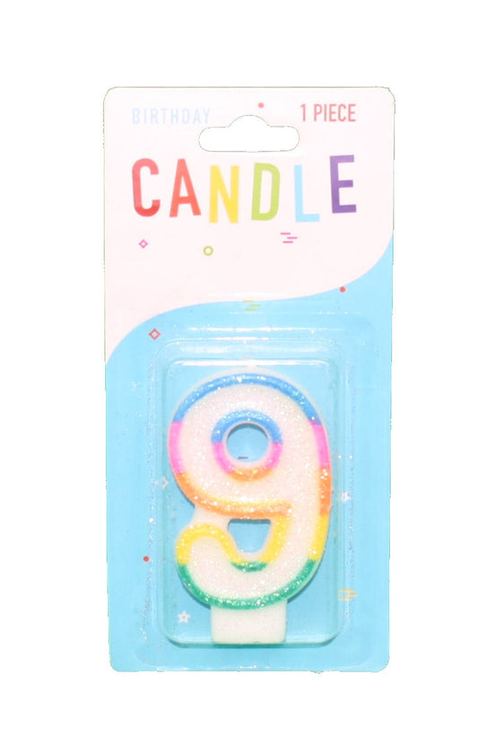 Colorful Birthday Candle - 9 - Tampa Home & Garden Store