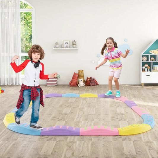 Colorful Kids Wavy Balance Beam with non-slip pads, multicolor curved gym toy for kids on Tampa Home & Garden Store